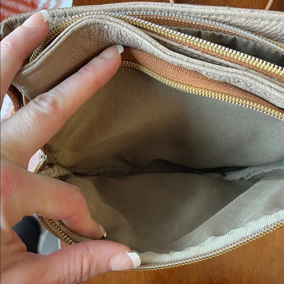 Valentina Cream Crossbody with Tan Trim and Gold Hardware - Picture 7 of 14